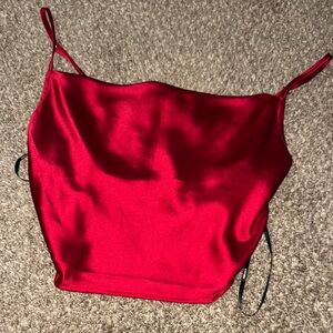 Forever 21 Red Fitted Crop Camisole